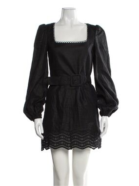Rebecca Vallance Zahara Black Belted Linen Mini Dress